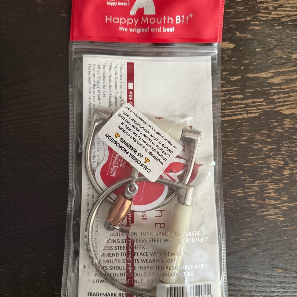 NWT Happy Mouth D-ring Snaffle with Copper Roller